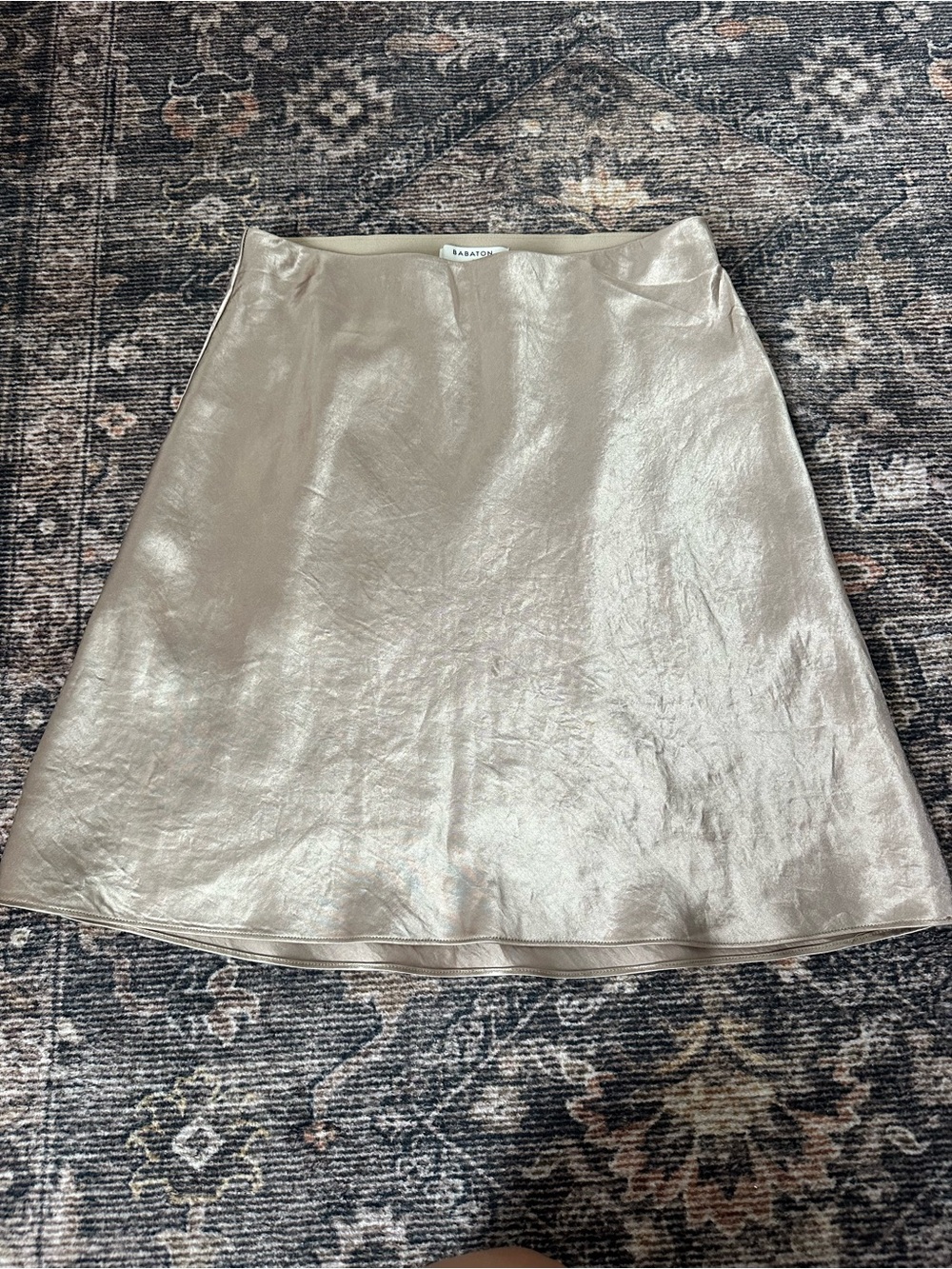 Babaton Aritzia Mini Slip Skirt Satin Champagne Taupe Size 4 Acetate